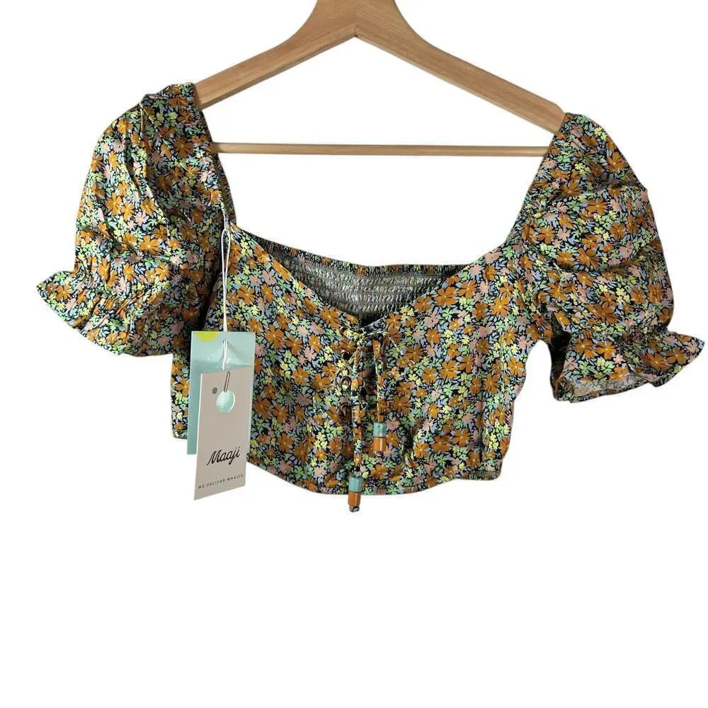 New Women’s Maaji Blossom Briella Cover-Up Crop Top Size S